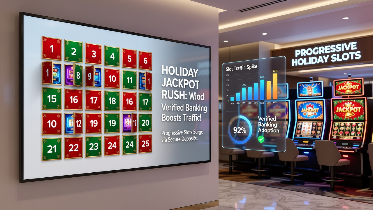 Mobile screen displaying verified banking options linked to progressive jackpot slots during a holiday promotion