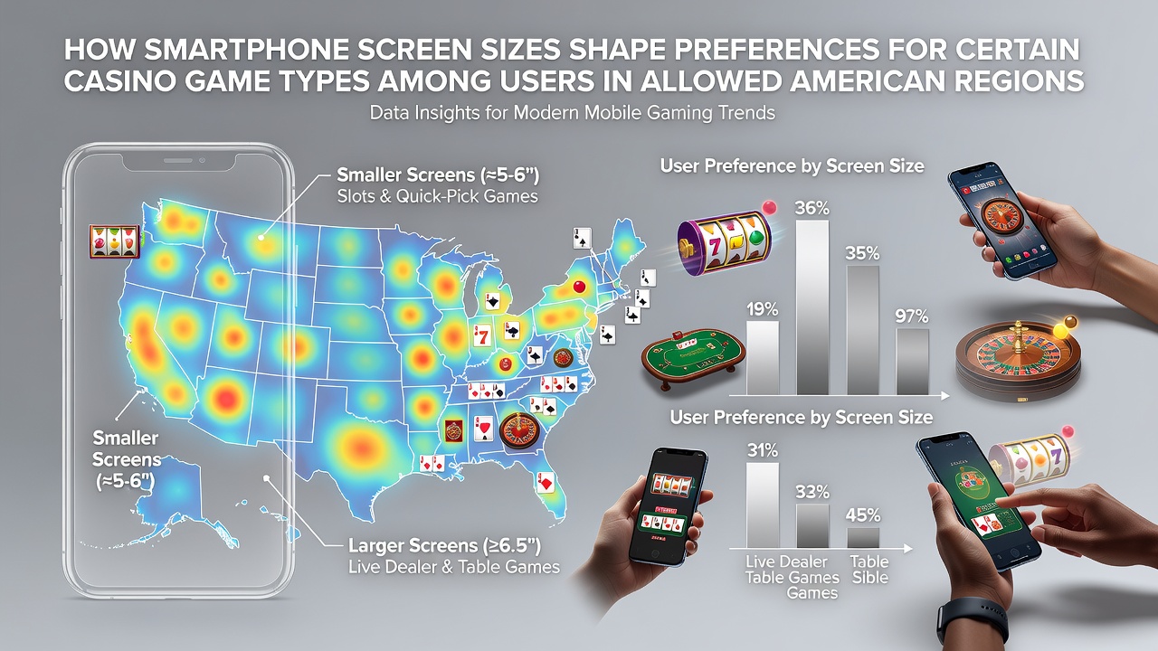 Smartphone screen sizes influencing casino game selections in US regions