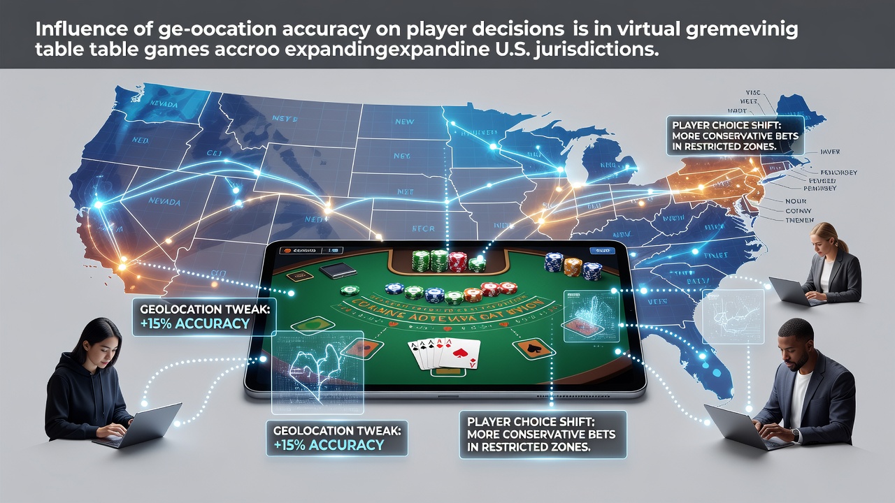 Tablet showing virtual blackjack table with geolocation map overlay in a U.S. casino app interface